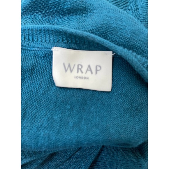 Wrap London Blouse Slouchy Top Drawstring Top 100% Linen TEAL sz US 12/14 - Picture 3 of 5